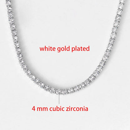 Luxurious Shiny Crystals Tennis Chain Choker Necklace for Women Jewelry Bling Iced Out Accessories