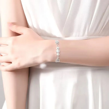 Elegant Lucky Beads 925 Sterling Silver Multi Strand Chain Bracelets for Women Modern Charm Fine Jewelry Accessories