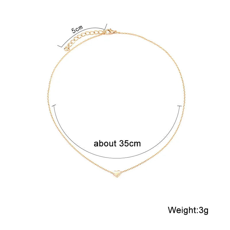 Heart Love Minimalist Necklaces for Women Girls Silver Gold Color Dainty Fashion Jewelry Clavicle Bijoux