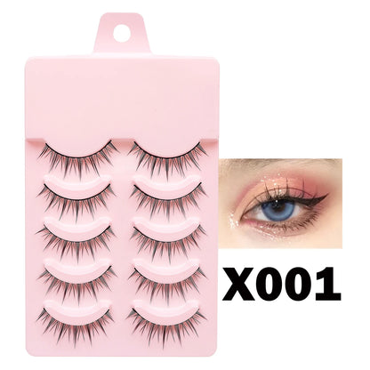 Wispy Manga Style Eyelashes Soft Natural Thick False Daily Eye Lashes Dating Makeup Eye Accessories 5 Pairs - 10pcs