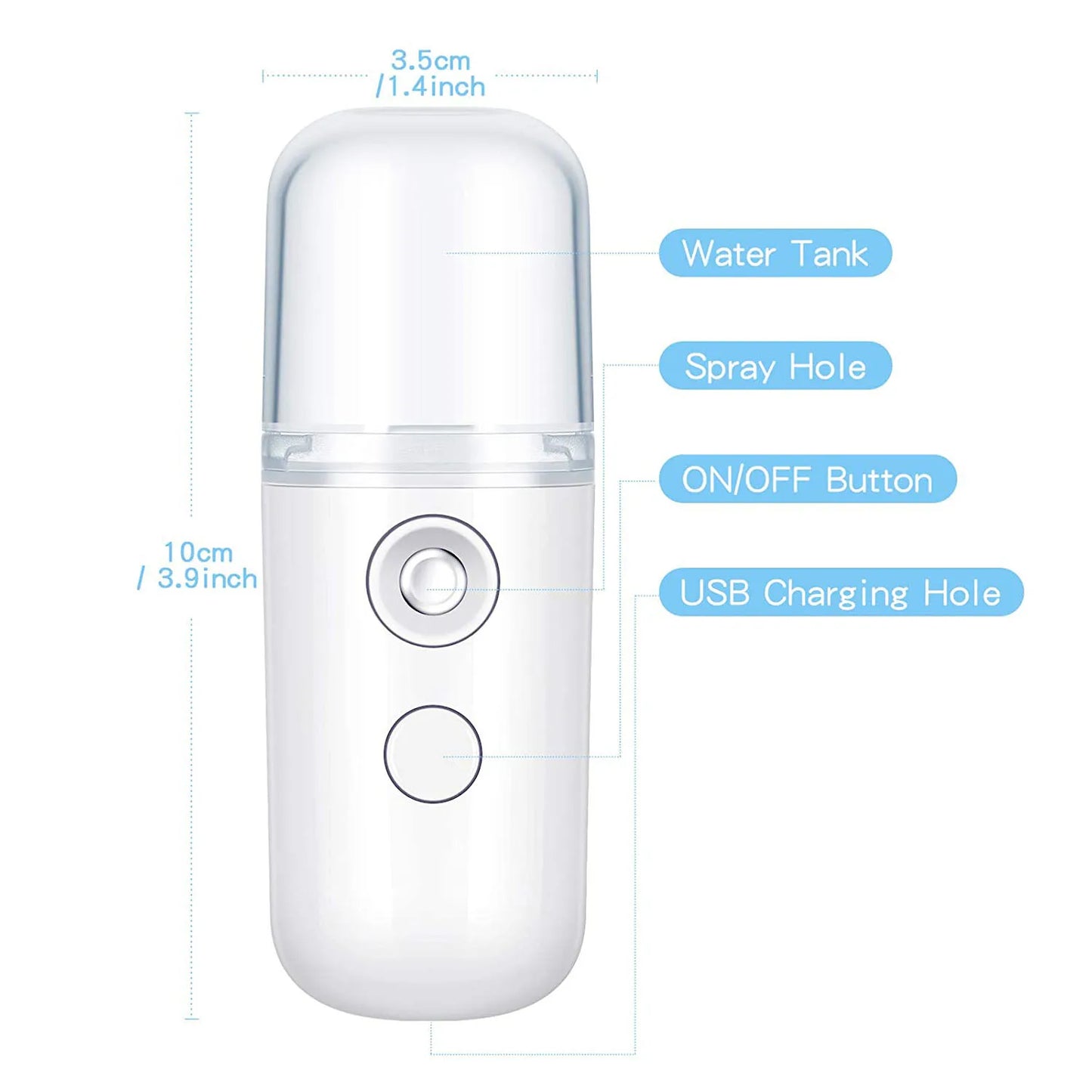 Mini Portable Facial Steamer Face Skin Care Nano Mist Sprayer Vaporizer USB Rechargeable Beauty Water Spa Nebulizer Humidifier