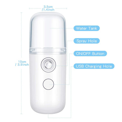 Mini Portable Facial Steamer Face Skin Care Nano Mist Sprayer Vaporizer USB Rechargeable Beauty Water Spa Nebulizer Humidifier