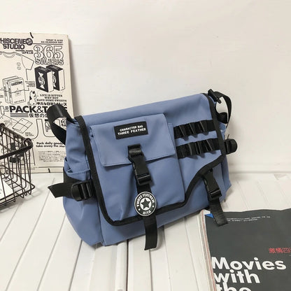 Unisex Nylon Fabric Multi Pockets Large Capacity Shoulder Messenger Bags Shopper Tote School Work Satchels Handbags