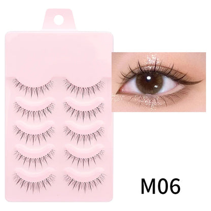 Wispy Manga Style Eyelashes Soft Natural Thick False Daily Eye Lashes Dating Makeup Eye Accessories 5 Pairs - 10pcs