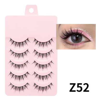 Wispy Manga Style Eyelashes Soft Natural Thick False Daily Eye Lashes Dating Makeup Eye Accessories 5 Pairs - 10pcs