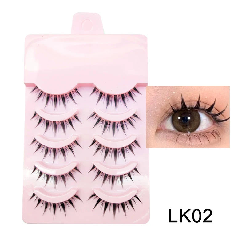 Wispy Manga Style Eyelashes Soft Natural Thick False Daily Eye Lashes Dating Makeup Eye Accessories 5 Pairs - 10pcs