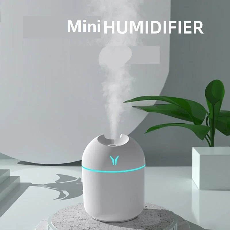 Ultrasonic USB Mini Air Humidifier Aroma Essential Oil Diffuser for Home Car 250ML Mist Maker Diffuser with LED Color Lamp